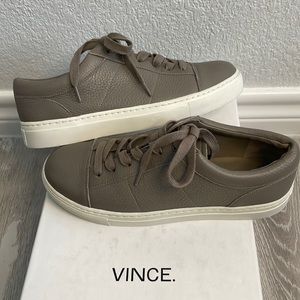 NEW Vince Afton Grey Maeve Leather Lace Up Sneakers Trainers 5